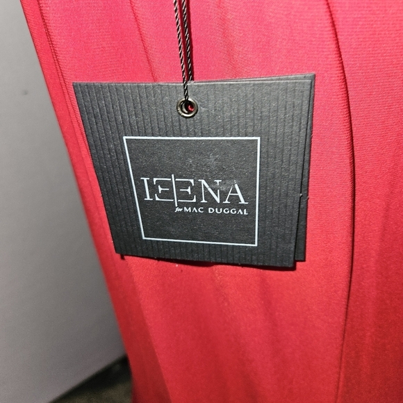 IEENA for Mac Duggal Women's Red Halter Beaded Jersey Evening Gown Size 12 - Picture 14 of 16